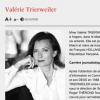 Présentation de Valérie Trierweiler sur le nouveau site de l'Elysée lancé le 18 décembre 2012.