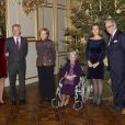 La princesse Mathilde, le prince Philippe, la reine Paola, la reine Fabiola, la princesse Claire et le prince Laurent. La famille royale de Belgique assistait le 19 décembre 2012 au palais Laeken, à Bruxelles, au concert de Noël annuel, suivi d'une réception.