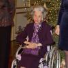 La reine Fabiola, toujours présente, à 84 ans, lors des grands rendez-vous de la monarchie. La famille royale de Belgique assistait le 19 décembre 2012 au palais Laeken, à Bruxelles, au concert de Noël annuel, suivi d'une réception.