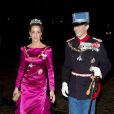 La princesse Marie et le prince Joachim de Danemark arrivant au gala du Nouvel An au palais Amalienborg, à Copenhague, le 1er janvier 2013