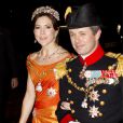 La princesse héritière Mary et le prince héritier Frederik de Danemark au gala du Nouvel An au palais Amalienborg, à Copenhague, le 1er janvier 2013
