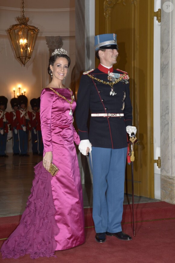 La princesse Marie et le prince Joachim de Danemark au gala du Nouvel An au palais Amalienborg, à Copenhague, le 1er janvier 2013