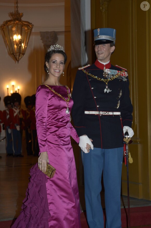 La princesse Marie et le prince Joachim de Danemark au gala du Nouvel An au palais Amalienborg, à Copenhague, le 1er janvier 2013