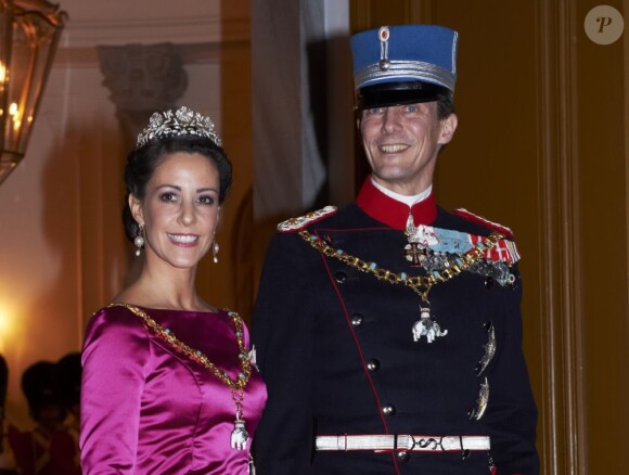 La princesse Marie et le prince Joachim de Danemark au gala du Nouvel An au palais Amalienborg, à Copenhague, le 1er janvier 2013