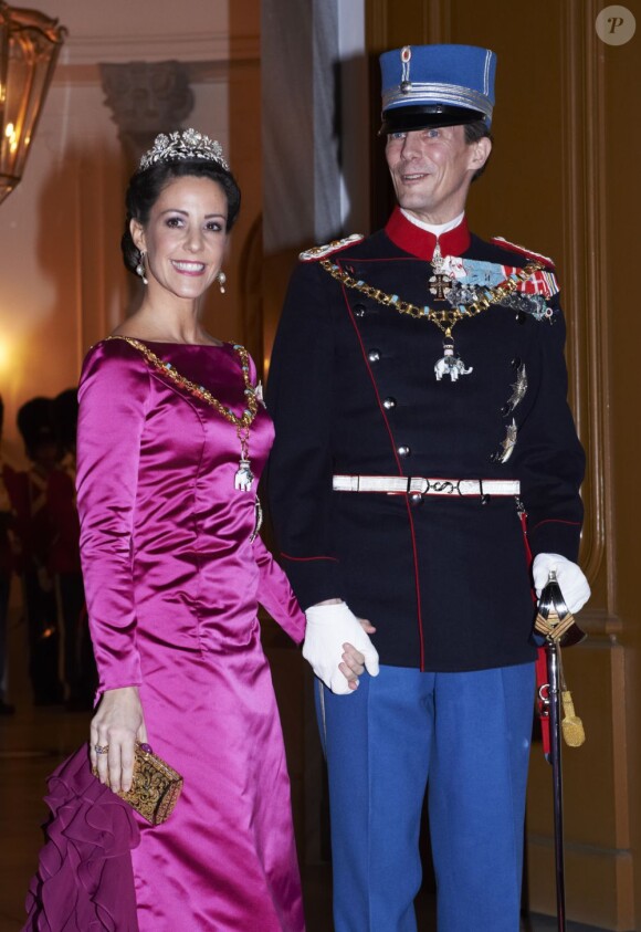 La princesse Marie et le prince Joachim de Danemark au gala du Nouvel An au palais Amalienborg, à Copenhague, le 1er janvier 2013