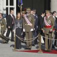 Juan Carlos Ier d'Espagne présidait avec le prince Felipe, la reine Sofia et la princesse Letizia la Pâque militaire, le 6 janvier 2013 au palais royal.