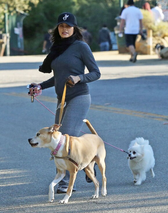 Enceinte, Jenna Dewan promène ses chiens à Los Angeles, le 11 Janvier 2013