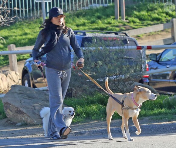 Enceinte, Jenna Dewan promène ses chiens à Los Angeles, le 11 Janvier 2013