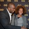 Teddy Riner et sa douce Luthna avec Denzel Washington lors de la soirée GQ Les Hommes de l'année 2012, à Paris le 16 janvier 2013