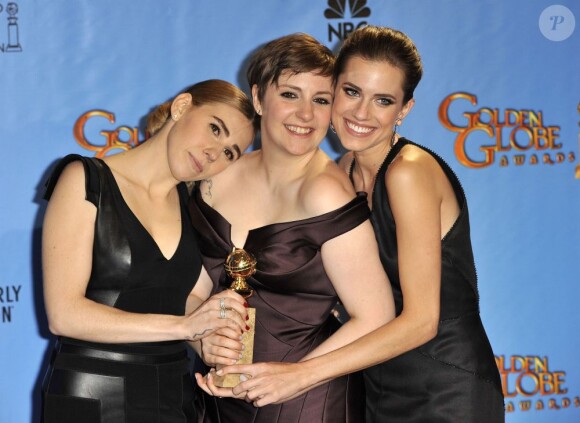 Allison Williams, Lena Dunham, Zosia Mamet, à la 70ème soirée des Golden Globe Awards à Beverly Hills, le 13 Janvier 2013.