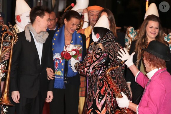 Louis Ducruet, Stéphanie de Monaco et Camille Gottlieb lors du Festival international du Cirque de Monte-Carlo le 18 janvier 2013