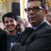 La ministre et porte-parole du gouvernement Najat Vallaud-Belkacem lors des voeux du Premier ministre à la presse à Matignon le 18 janvier 2013