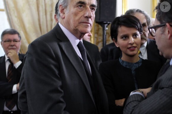 Jean-Pierre Elkabbach et Najat Vallaud-Belkacem Najat Vallaud-Belkacem lors des voeux du Premier ministre à la presse à Matignon le 18 janvier 2013