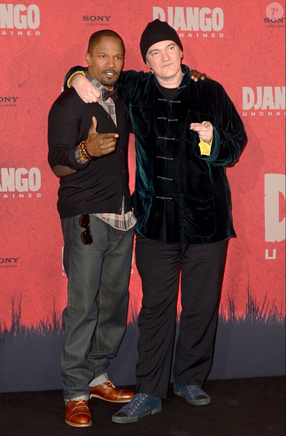 Jamie Foxx et Quentin Tarantino le 8 janvier 2013 à Berlin pour la présentation de Django Unchained