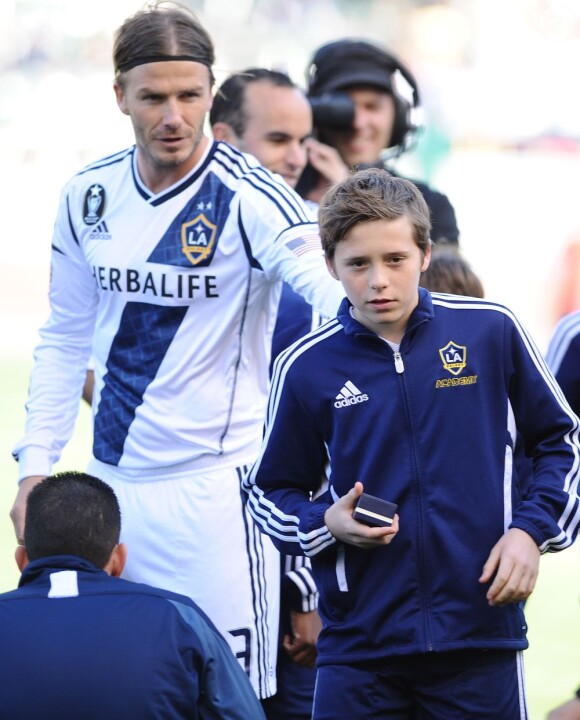 David Beckham et Brooklyn à Los Angeles, le 18 mars 2012.