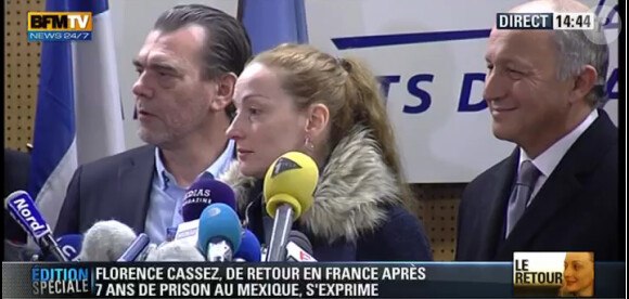Florence Cassez revenue en France lors de sa conférenc de presse aux côtés de Laurent Fabius, jeudi 24 janvier 2013