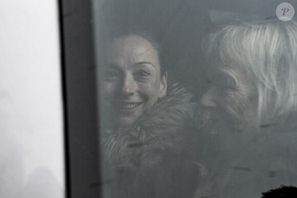 L'arrivée de Florence Cassez sur le sol français à Roissy, le 24 janvier 2013. Elle a été accueillie par Laurent Fabius, ses proches et son avocat Franck Berton.