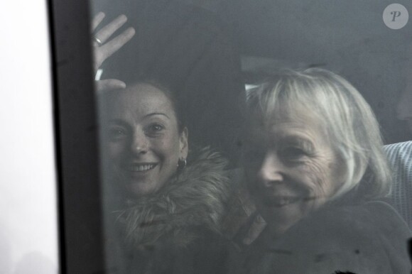 L'arrivée de Florence Cassez sur le sol français à Roissy, le 24 janvier 2013. Elle a été accueillie par Laurent Fabius, ses proches et son avocat Franck Berton.