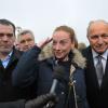 L'arrivée de Florence Cassez sur le sol français à Roissy, le 24 janvier 2013. Elle a été accueillie par Laurent Fabius, ses proches et son avocat Franck Berton.