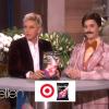 Katy Perry, grimée en présentateur de jeux télé, le 25 janvier 2013 chez Ellen DeGeneres, présente Popchips.