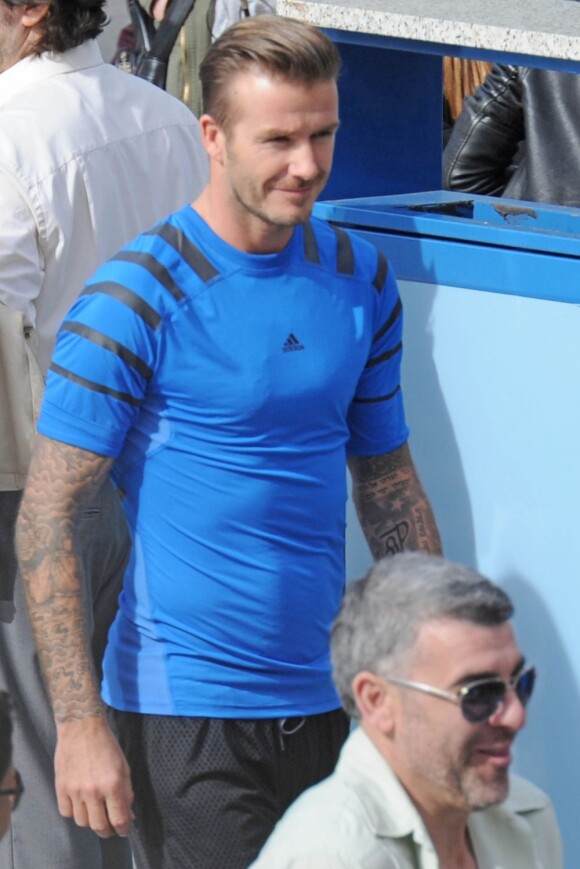 David Beckham tourne une publicité pour la marque Adidas à Marbella en Espagne. Le 28 janvier 2013.