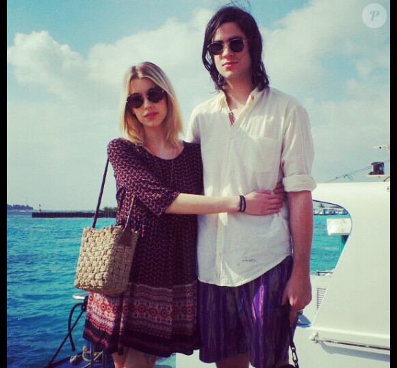 Peaches Geldof et son mari Thomas Cohen, durant leur lune de miel à l'île Maurice, le 23 janvier 2013.
