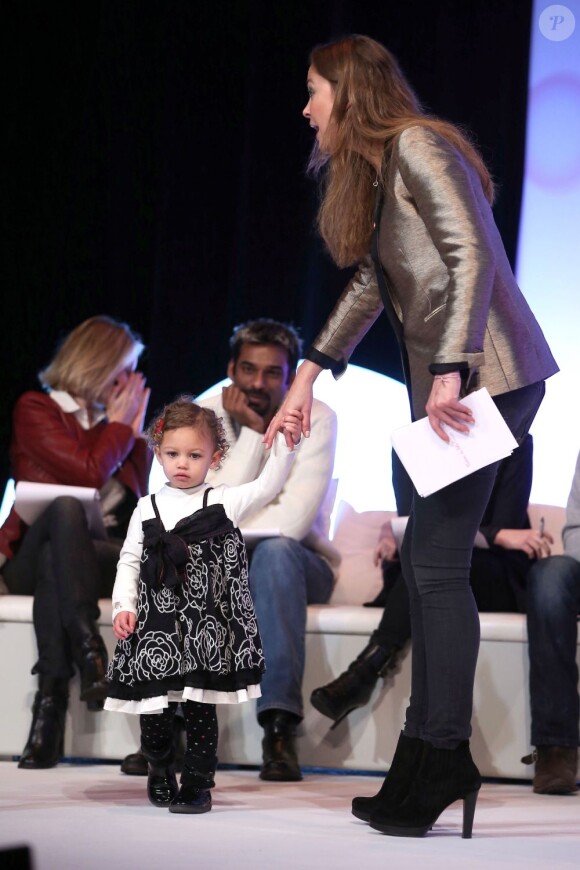 Sandrine Quétier lors de l'élection de Bébé Cadum 2013 au Théâtre des Variétés, à Paris le 30 janvier 2013