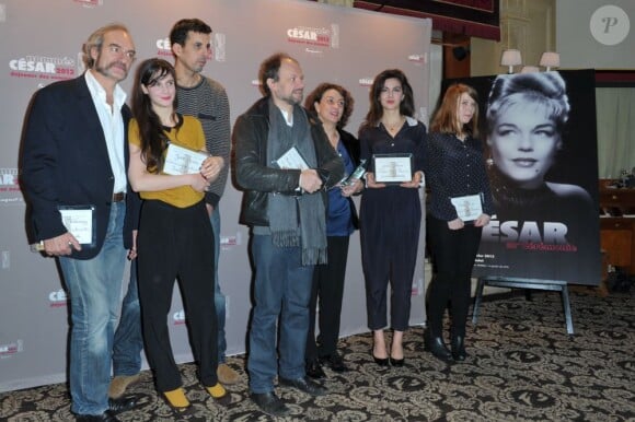 L'équipe du film Camille Redouble lors du déjeuner des nommés aux César, le 2 février au Fouquet's à Paris