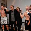 Enki Bilal et Charlotte Rampling lors du premier match en France de chessboxing entre Frank Stoldt et Leonid Chernobaev à la maison Artcurial à Paris le 1er février 2013