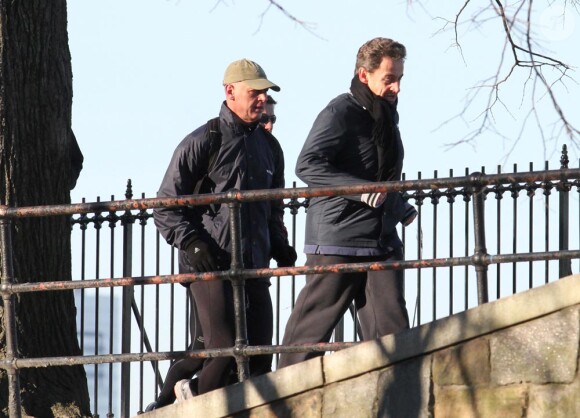 Exclusif : Nicolas Sarkozy fait son jogging dans Central Park à New-York le 2 février 2013