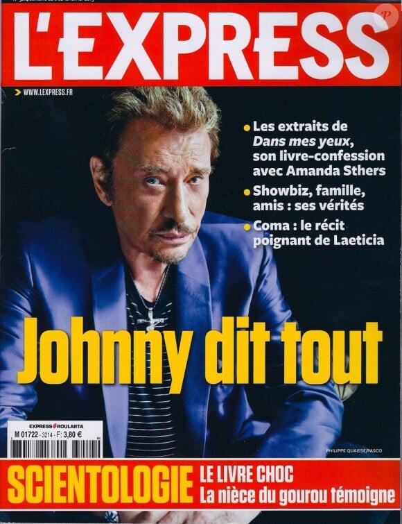 Johnny Hallyday en couverture de L'Express, en kiosques le 6 février 2013.