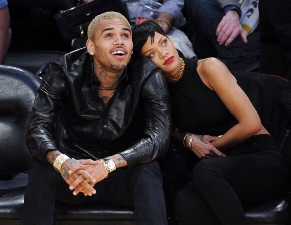 Chris Brown et Rihanna au Staples Center à Los Angeles, le 25 janvier 2013.