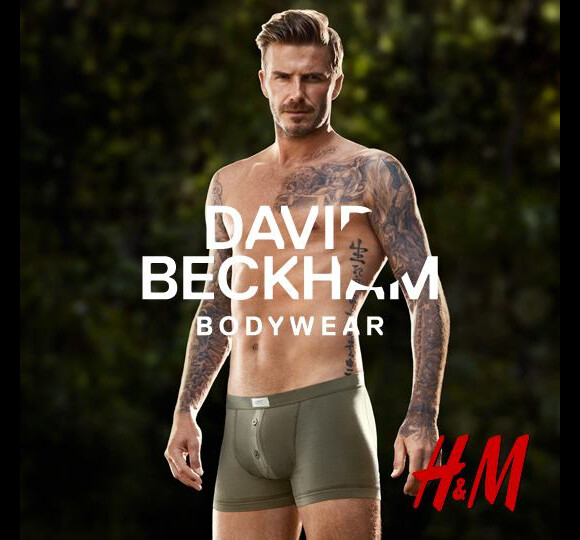 David Beckham pose pour David Beckham Bodywear, sa ligne de sous-vêtements pour H&M.