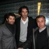 Bixente Lizarazu, Robert Pirès et Alain Giresse lors de l'inauguration de la tribune de presse du Stade de France qui portera désormais le nom de Thierry Roland, le 6 février 2013