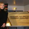 Françoise Boulain lors de l'inauguration de la tribune de presse du Stade de France qui portera désormais le nom de Thierry Roland, le 6 février 2013
