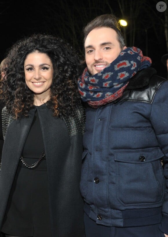 Sophie Delila et Christophe Willem arrivent à l'enregistrement de l'émission Champs Élysées au studio Gabriel à Paris le 7 février 2013.