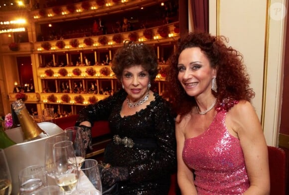 Gina Lollobrigida et Christina Lugner à la 57e édition du Bal de l'Opéra à Vienne, le 7 février 2013.