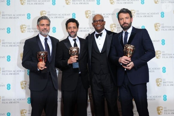 George Clooney, Grant Heslov, Samuel L Jackson et Ben Affleck lors des BAFTA awards à Londres le 10 février 2013