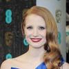 Jessica Chastain portait une robe Roland Mouret lors des BAFTA Awards 2013 à la Royal Opera House. Londres, le 10 février 2013.