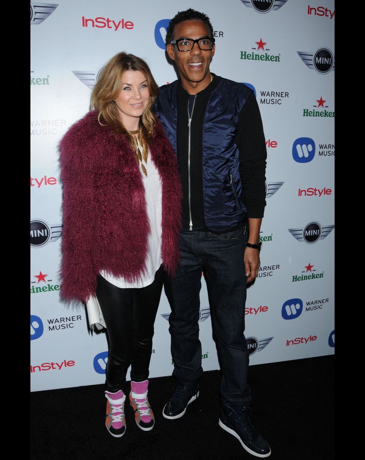 Photo : Ellen Pompeo et son mari Chris Ivery à la soirée organisée en marge  des Grammy Awards, au Château Marmont, le 10 février à Los Angeles. -  Purepeople