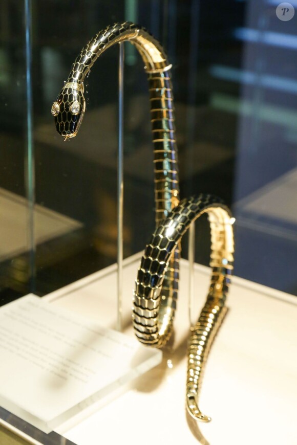 Exposition Serpenti de Bulgari dans la boutique new-yorkaise du bijoutier-joaillier et maroquinier italien. Le 9 février 2013.
