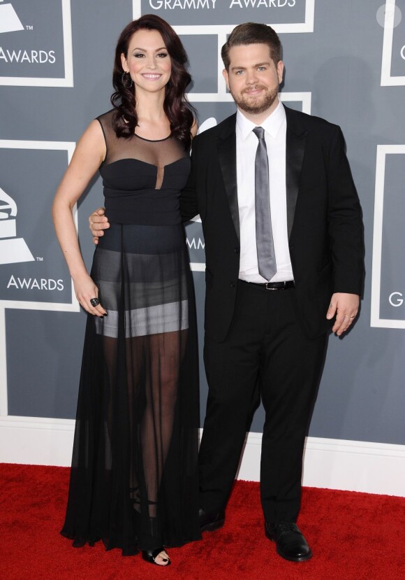 Jack Osbourne et sa fiancée Lisa Stelly sur le tapis rouge des 55ème Grammy Awards qui ont eu lieu au Staples Center de Los Angeles, le 10 février 2013.