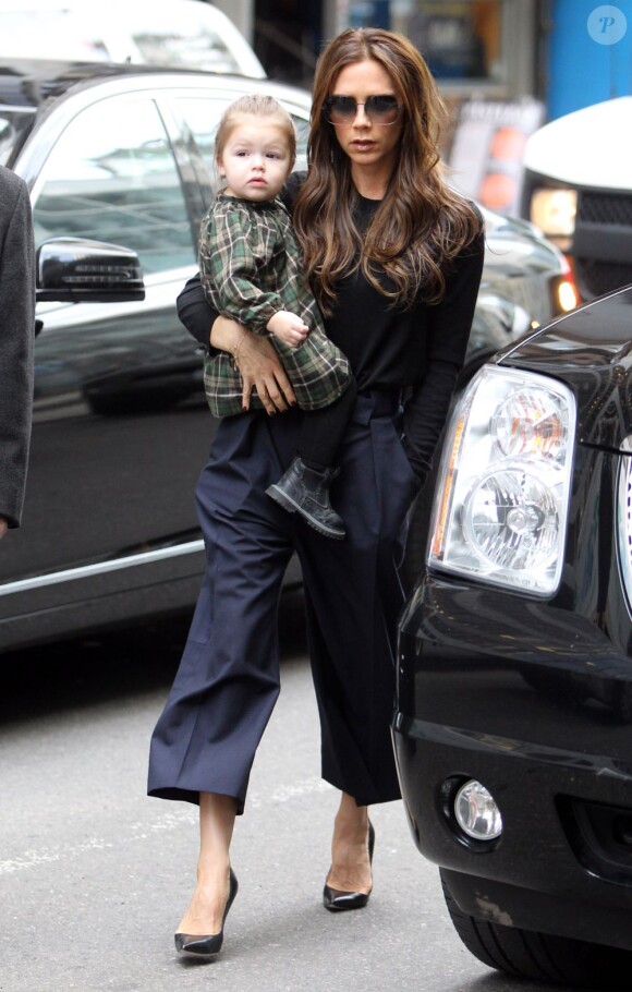 Victoria Beckham et son adorable fille Harper à New York, le 13 février 2013.