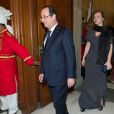  François Hollande et Valérie Trierweiler au dîner d'Etat donné dans la résidence officielle du président à New Delhi, le 14 février 2013. 