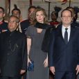  François Hollande et Valérie Trierweiler au dîner d'Etat donné au Rashtrapati Bhavan, la résidence officielle du président à New Delhi, le 14 février 2013. 