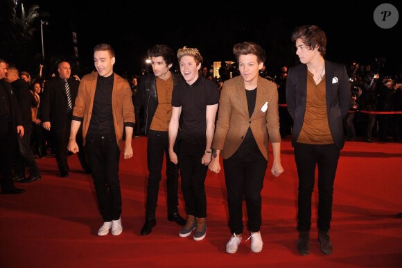 One Direction à la 14e édition des NRJ Music Awards au Palais des Festivals à Cannes, le 26 janvier 2013.