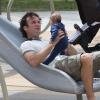 Carlos Moya en tête avec son petit garçon Carlos dans un parc de Miami, le 19 février 2013