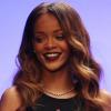 Rihanna lors de la présentation de sa ligne de vêtements pour River Island à l'Old Sorting Office lors de la Fashion Week. Londres, le 16 février 2013.