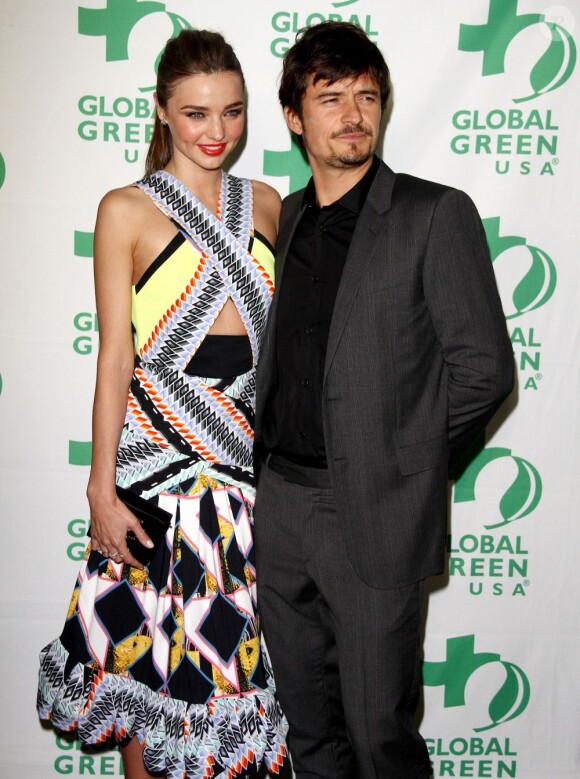 Miranda Kerr et son époux Orlando Bloom brillent à la soirée "Global Green" à Hollywood, le 20 fevrier 2013.