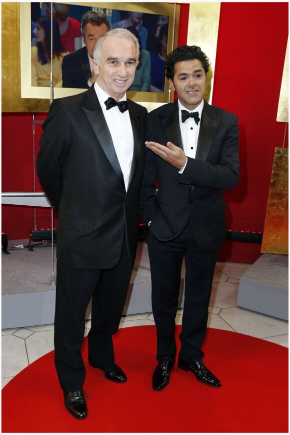 Alain Terzian et Jamel Debbouze lors des César à Paris le 22 février 2013